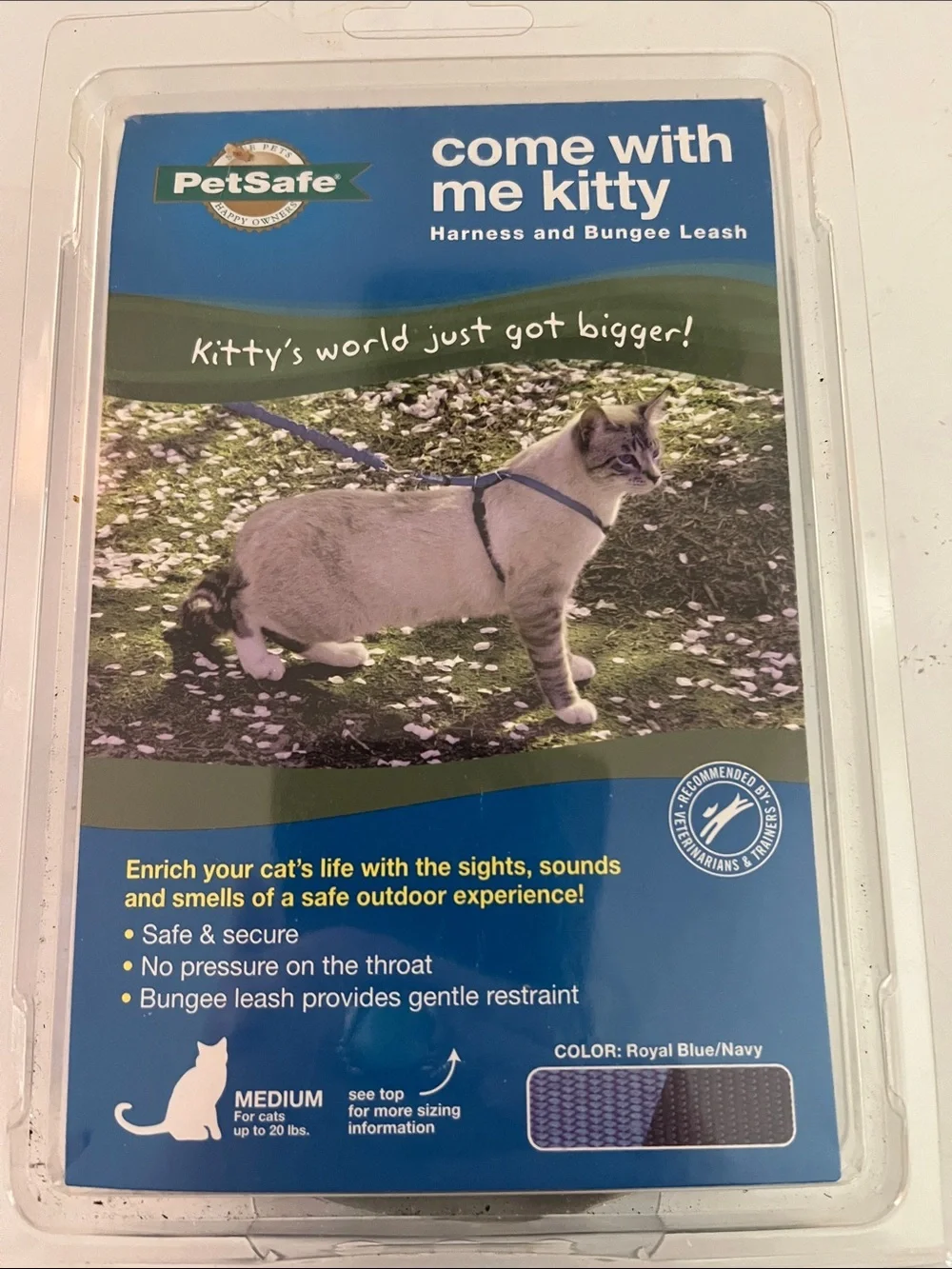 PetSafe Come With Me Kitty Harness and Bungee Leash - Royal Blue